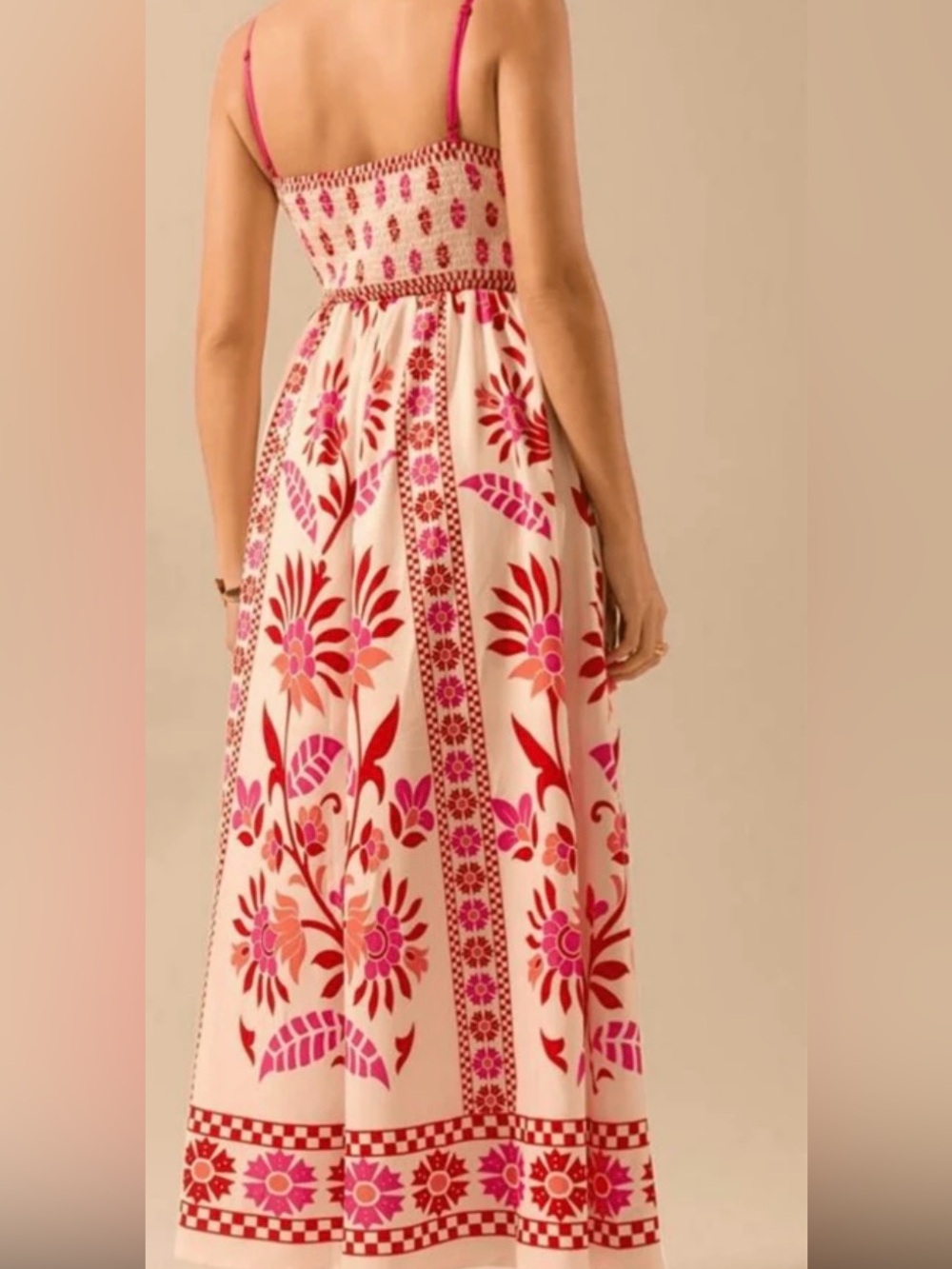 bebe Floral Maxi Dress - Pink and White - Picture 4 of 4